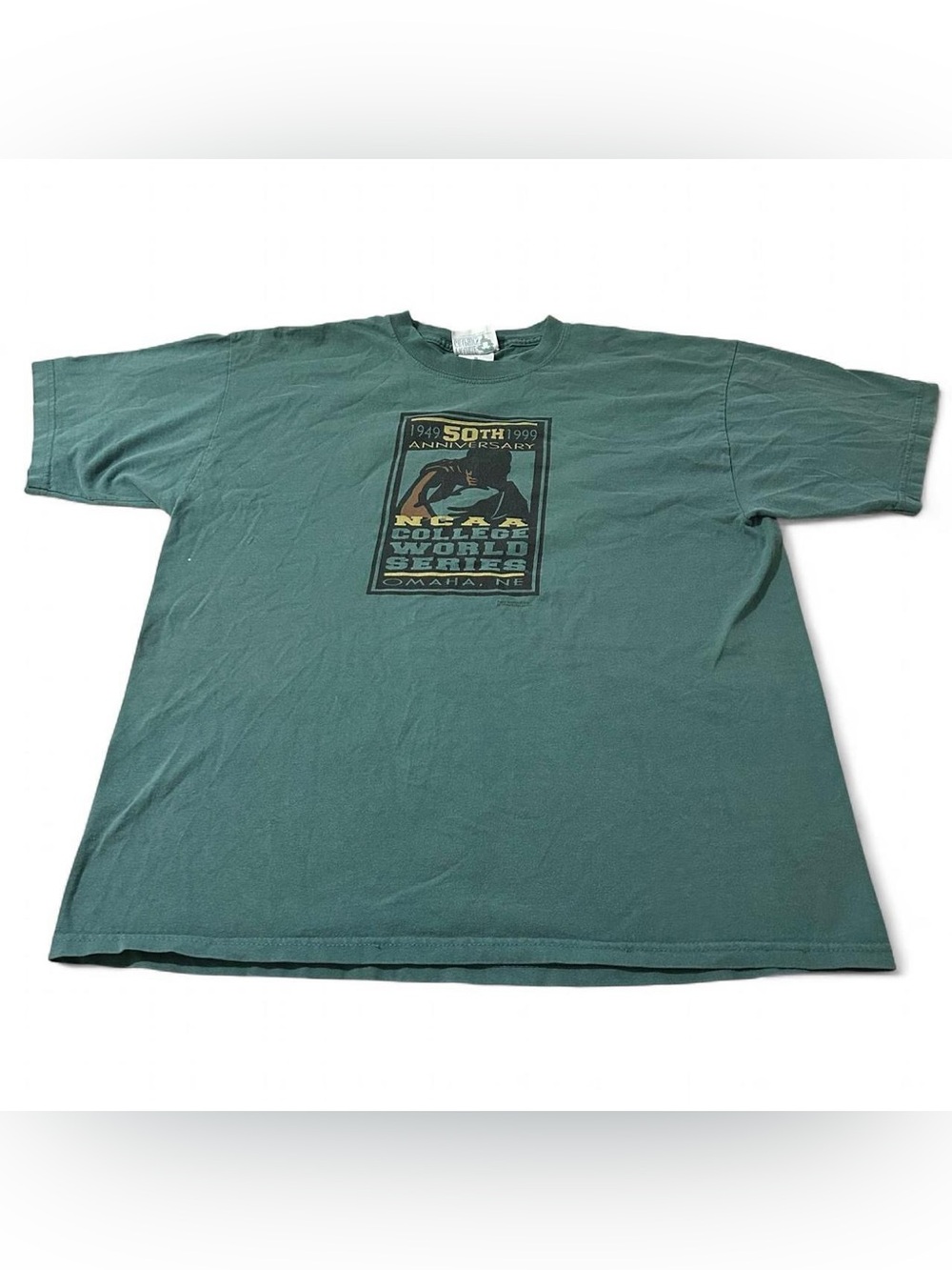 Vintage 90s NCAA Baseball College World Series 1999 Shirt Green Size XL
